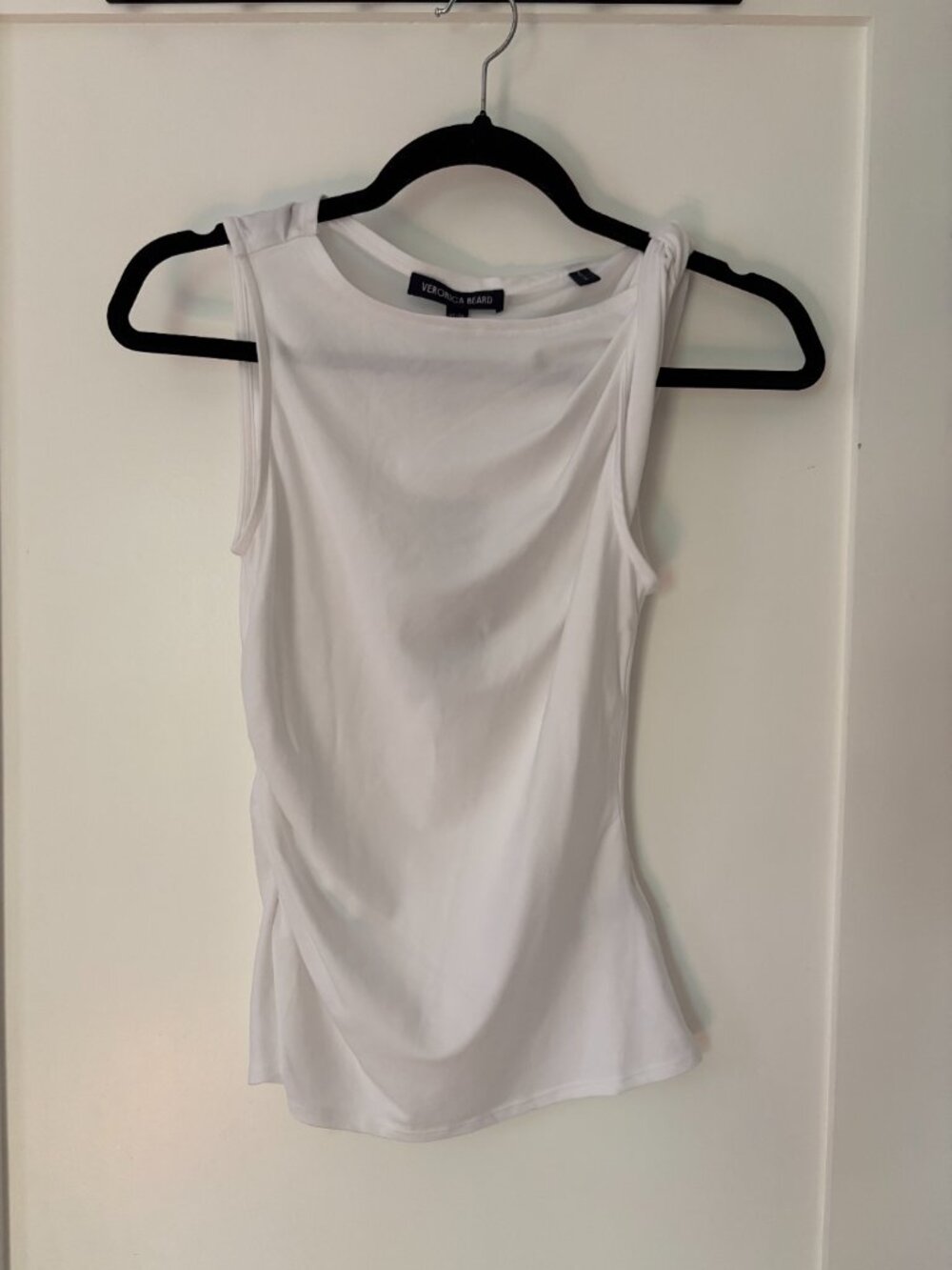 Veronica Beard Otessa Twist Shoulder Ruched Top - Picture 8 of 10